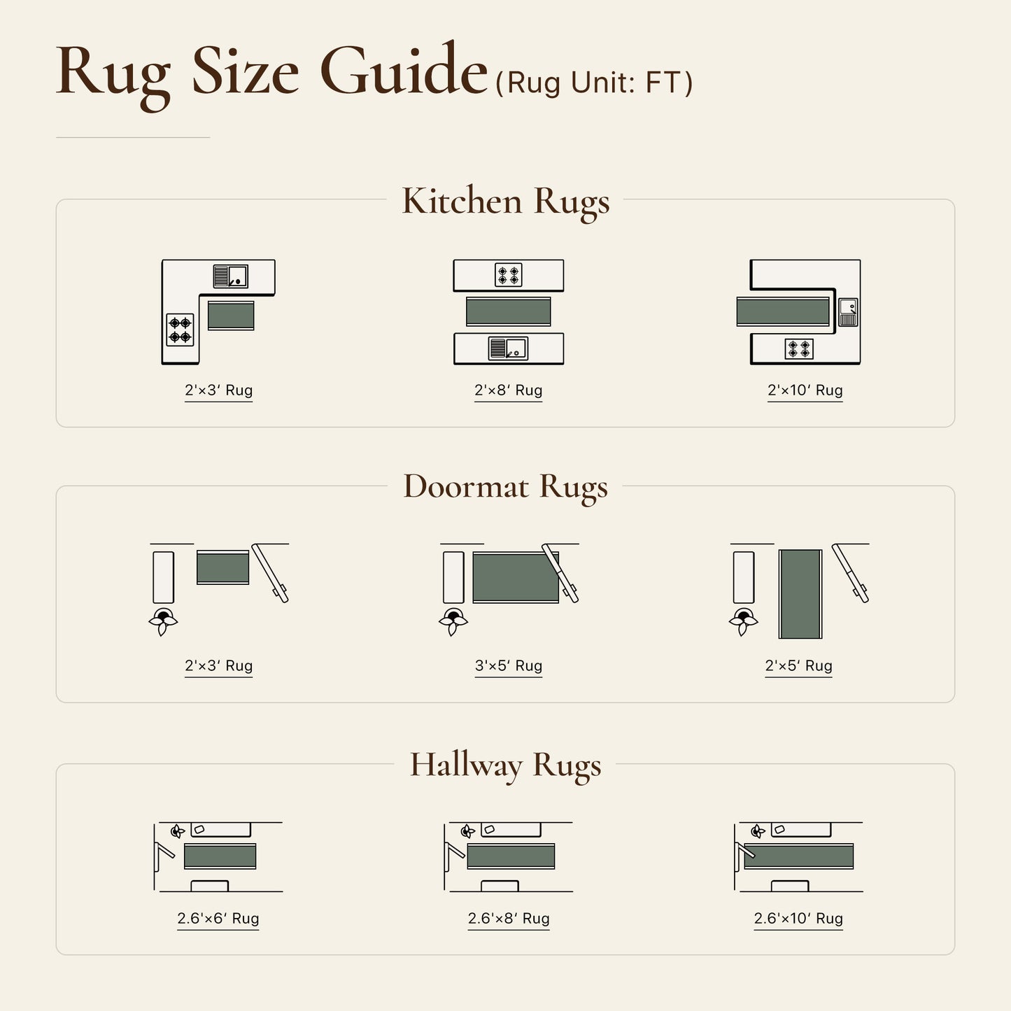 KUETH Modern 8x10 Area Rugs for Living Room, Non Slip Machine Washable Retro Rugs, Low Pile Chenille Print Rug for Bedroom, Dining Room, Home Office, Charcoal Brown