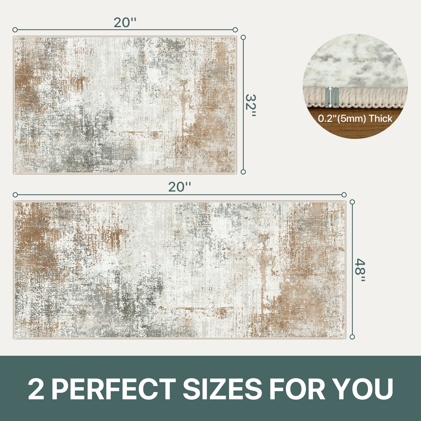 KUETH Kitchen Mats for Floor,Sets of 3 Non Slip Washable Abstract Kitchen Rugs 20"x32"+20"x48"+20"x59", Kitchen Runner Rug with Waterproof for Hallway, Laundry, Bathroon and Bedroom