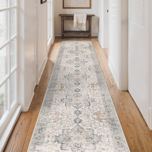 KUETH  Area Rugs for Living Room, Non Slip Machine Washable Retro Rugs, Ultra-thin Print Rug for Bedroom, Dining Room, Home Office.