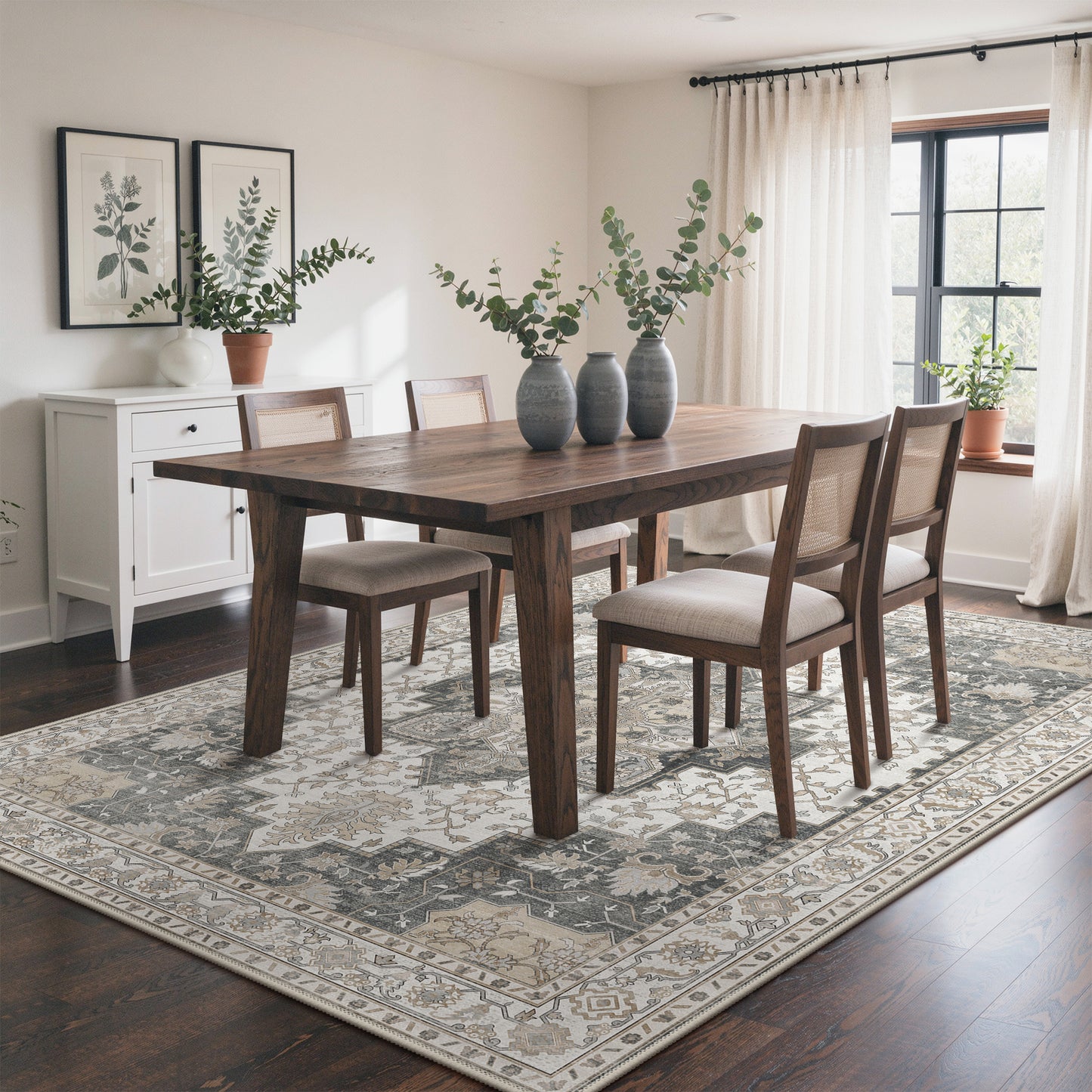 KUETH  Area Rugs Machine Washable Rugs for Living Room, Non Slip Throw Rug with Rubber Backing, Rug for Entryway、Bedroom、Kitchen、Floor and Dining Room