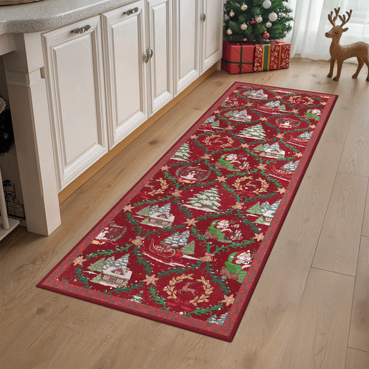 KUETH Christmas Runner Rugs 2x5 Machine Washable Non Slip Red Rugs for Kitchen,doorways and Hallway Decor