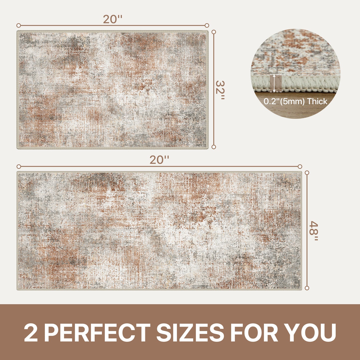 KUETH Kitchen Mats for Floor,Sets of 3 Non Slip Washable Abstract Kitchen Rugs 20"x32"+20"x48"+20"x59", Kitchen Runner Rug with Waterproof for Hallway, Laundry, Bathroon and Bedroom