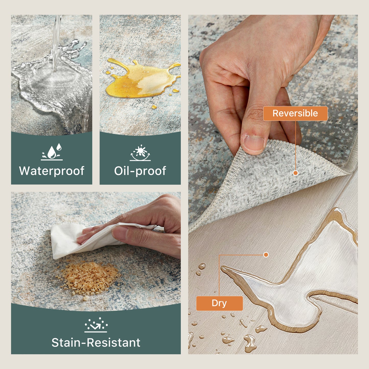 KUETH Kitchen Mats for Floor,Sets of 3 Non Slip Washable Abstract Kitchen Rugs 20"x32"+20"x48"+20"x59", Kitchen Runner Rug with Waterproof for Hallway, Laundry, Bathroon and Bedroom