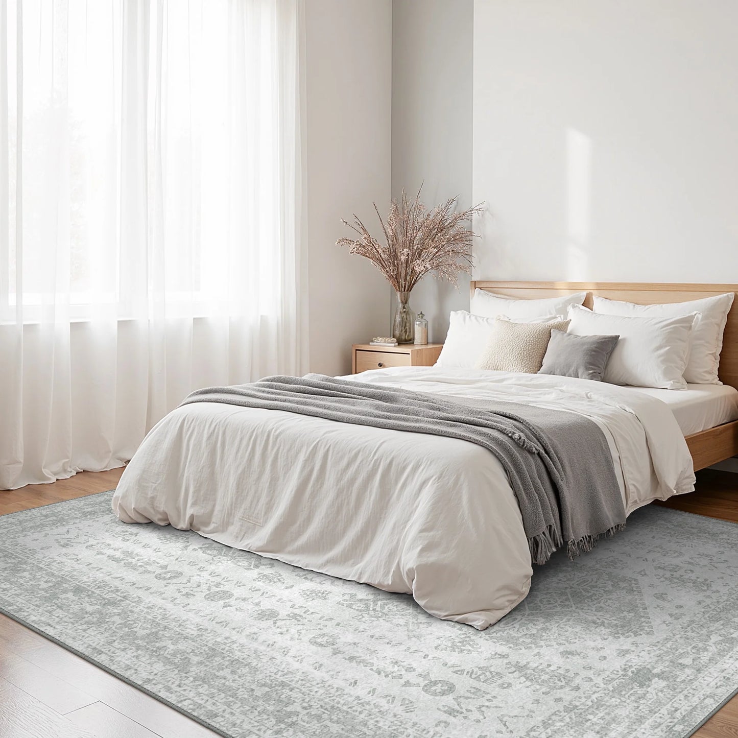 KUETH 5X7 Area Rugs Machine Washable Rugs for Living Room, Non Slip Throw Rug with Rubber Backing, Rug for Entryway、Bedroom、Kitchen、Floor and Dining Room