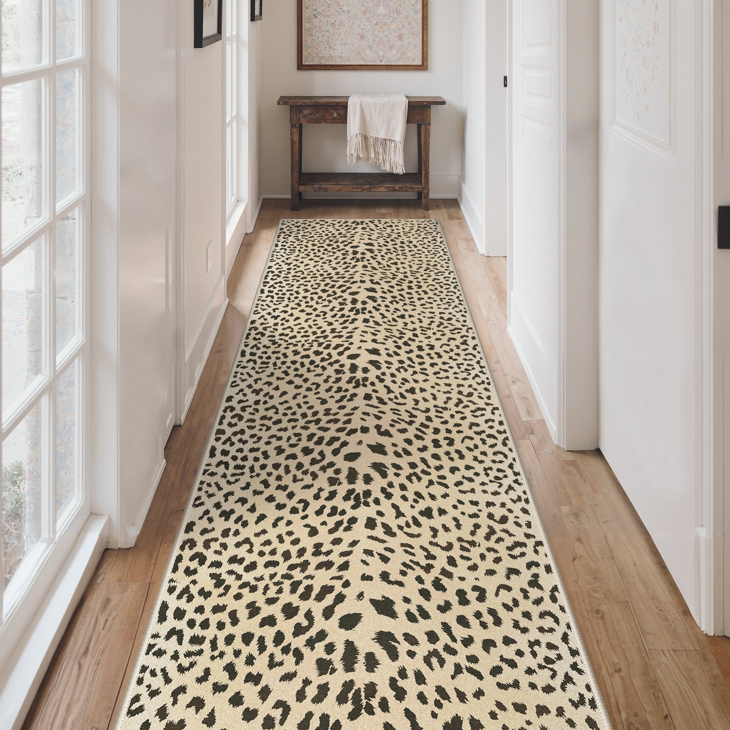 KUETH 5x7 Leopard Area Rugs Machine Washable Rugs for Living Room, Non Slip Flat Pile Rug with Rubber Backing, Modern Rug for Entryway Bedroom Dining Room Home Office