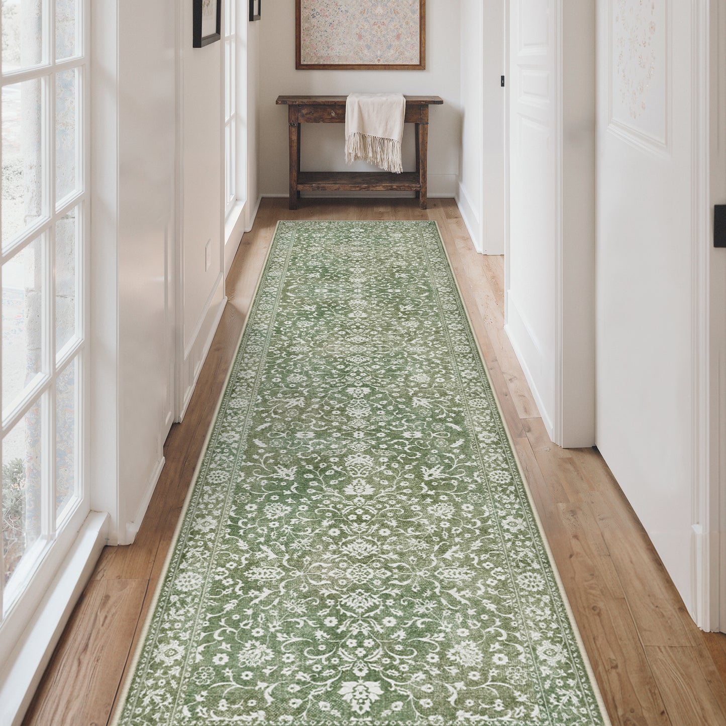 KUETH 8X10 Vintage Area Rugs Machine Washable Rugs for Living Room, Non Slip Flat Pile Rug with Rubber Backing, Boho Rug for Entryway Bedroom Dining Room Home Office