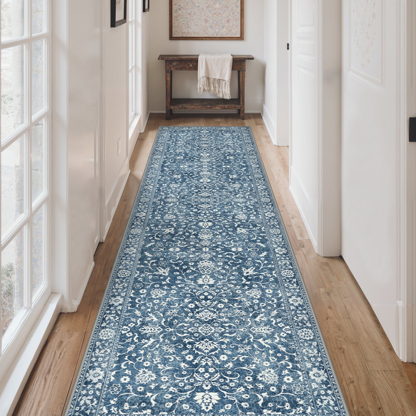 KUETH 8X10 Vintage Area Rugs Machine Washable Rugs for Living Room, Non Slip Flat Pile Rug with Rubber Backing, Boho Rug for Entryway Bedroom Dining Room Home Office