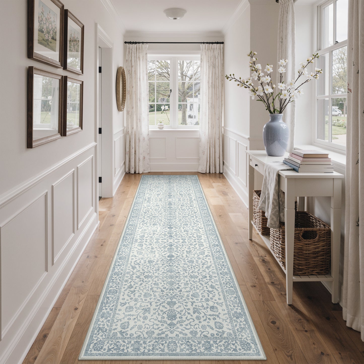 KUETH 8X10 Vintage Area Rugs Machine Washable Rugs for Living Room, Non Slip Flat Pile Rug with Rubber Backing, Boho Rug for Entryway Bedroom Dining Room Home Office