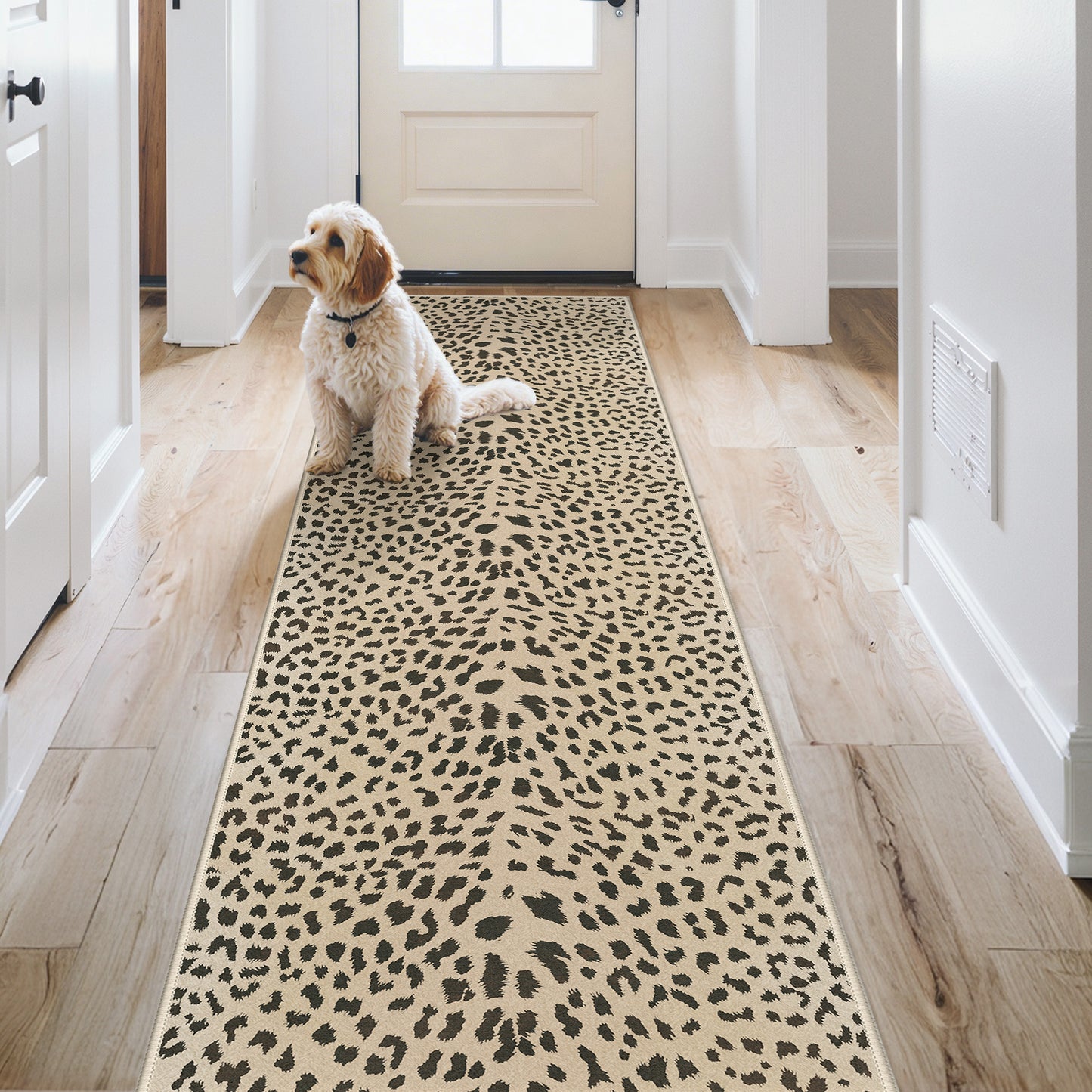KUETH 5x7 Leopard Area Rugs Machine Washable Rugs for Living Room, Non Slip Flat Pile Rug with Rubber Backing, Modern Rug for Entryway Bedroom Dining Room Home Office