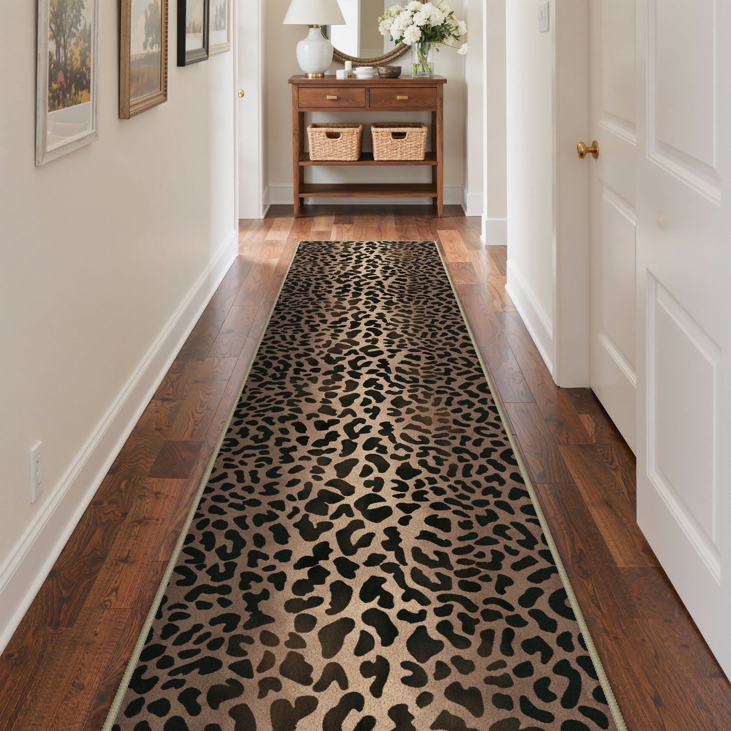 KUETH 5x7 Panthera Area Rugs Machine Washable Rugs for Living Room, Non Slip Flat Pile Rug with Rubber Backing, Modern Rug for Entryway Bedroom Dining Room Home Office
