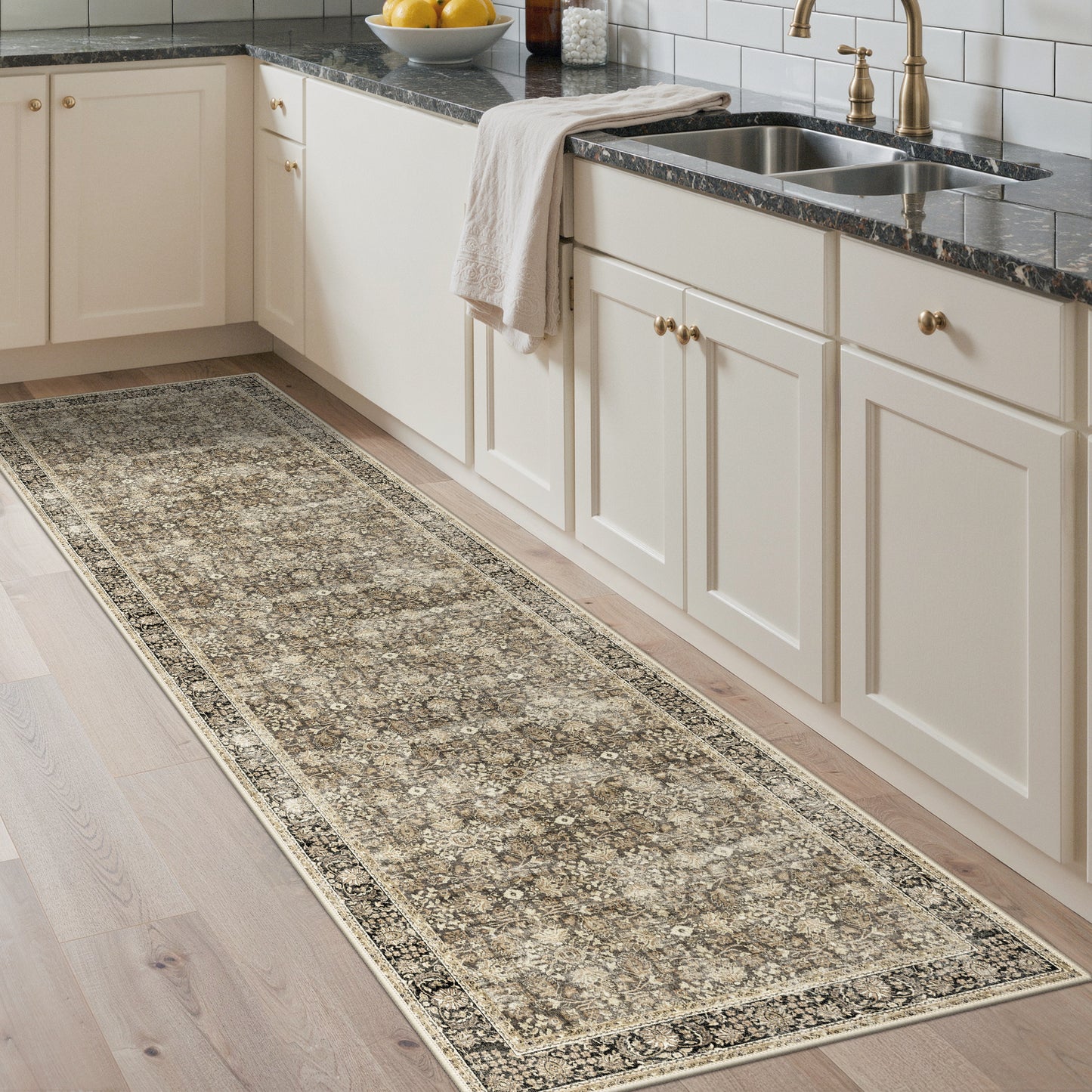KUETH Modern 8x10 Area Rugs for Living Room, Non Slip Machine Washable Retro Rugs, Low Pile Chenille Print Rug for Bedroom, Dining Room, Home Office