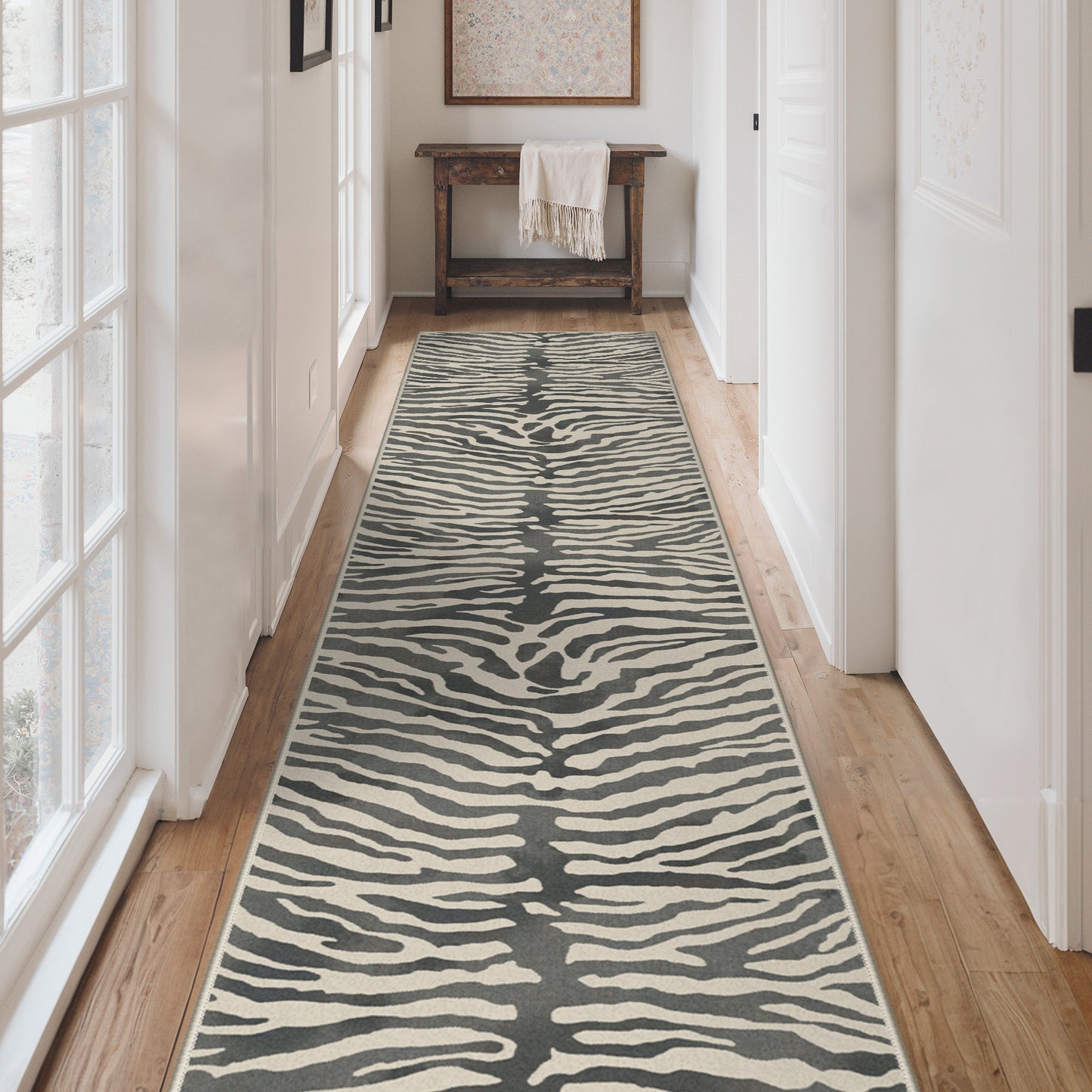 KUETH 5x7 Zebra Area Rugs Machine Washable Rugs for Living Room, Non Slip Flat Pile Rug with Rubber Backing, Modern Rug for Entryway Bedroom Dining Room Home Office