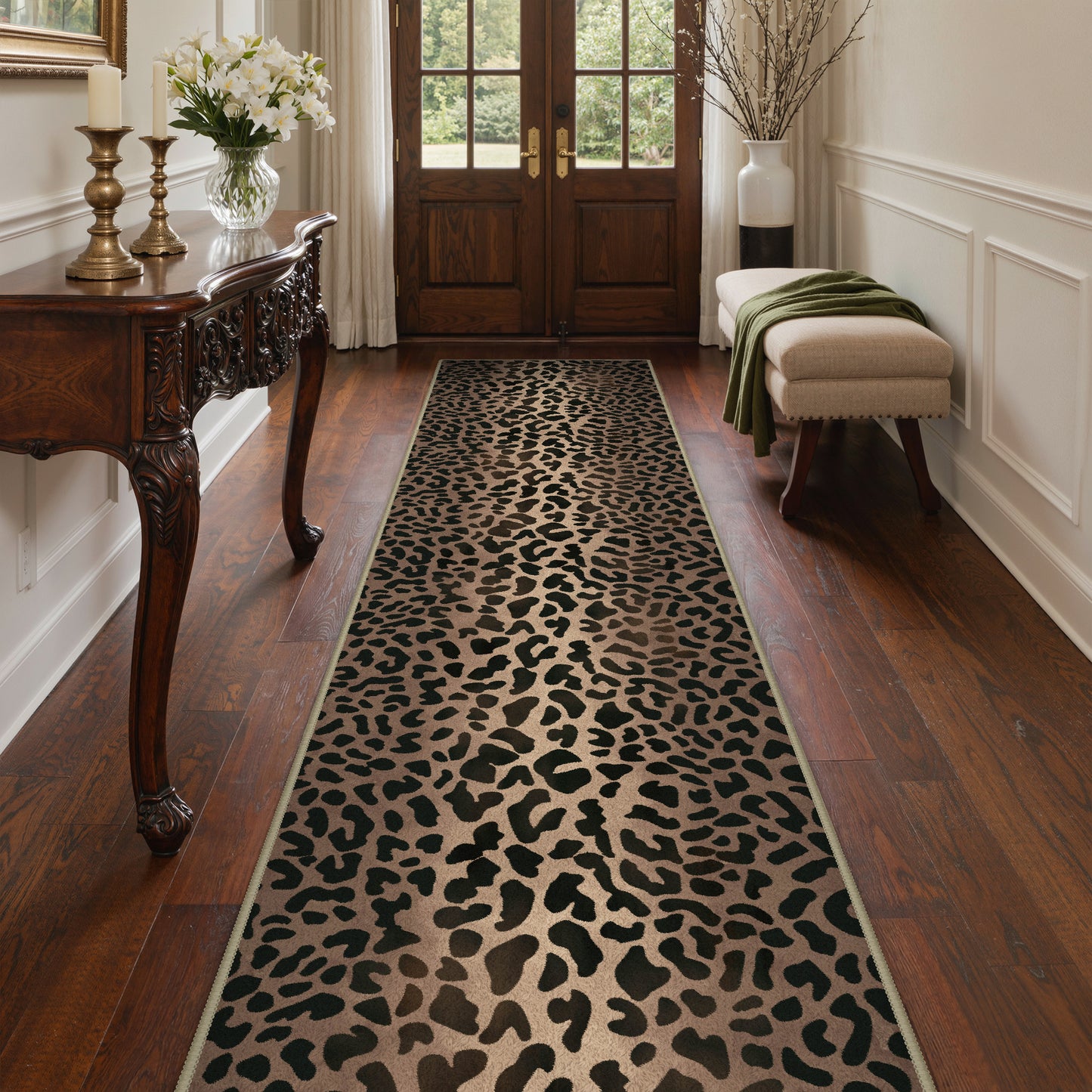 KUETH 5x7 Panthera Area Rugs Machine Washable Rugs for Living Room, Non Slip Flat Pile Rug with Rubber Backing, Modern Rug for Entryway Bedroom Dining Room Home Office