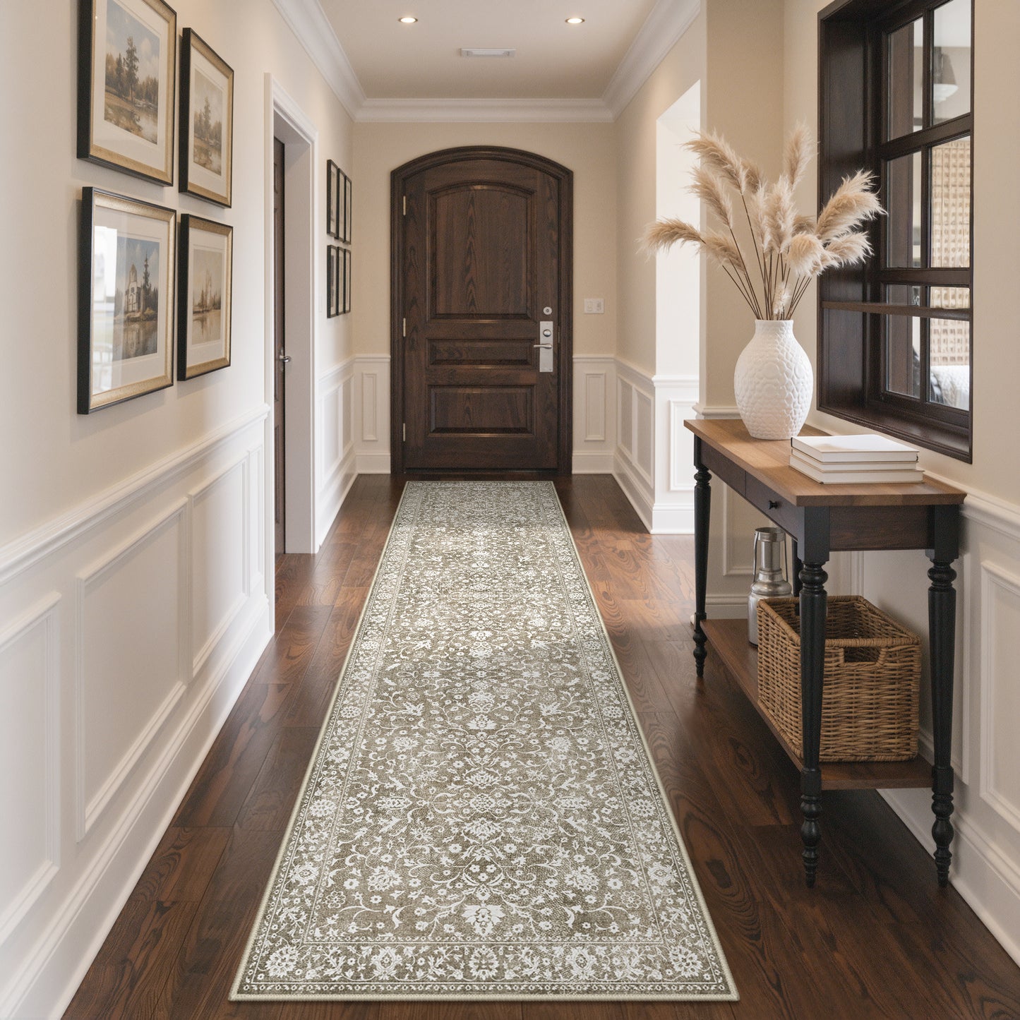KUETH 8X10 Vintage Area Rugs Machine Washable Rugs for Living Room, Non Slip Flat Pile Rug with Rubber Backing, Boho Rug for Entryway Bedroom Dining Room Home Office