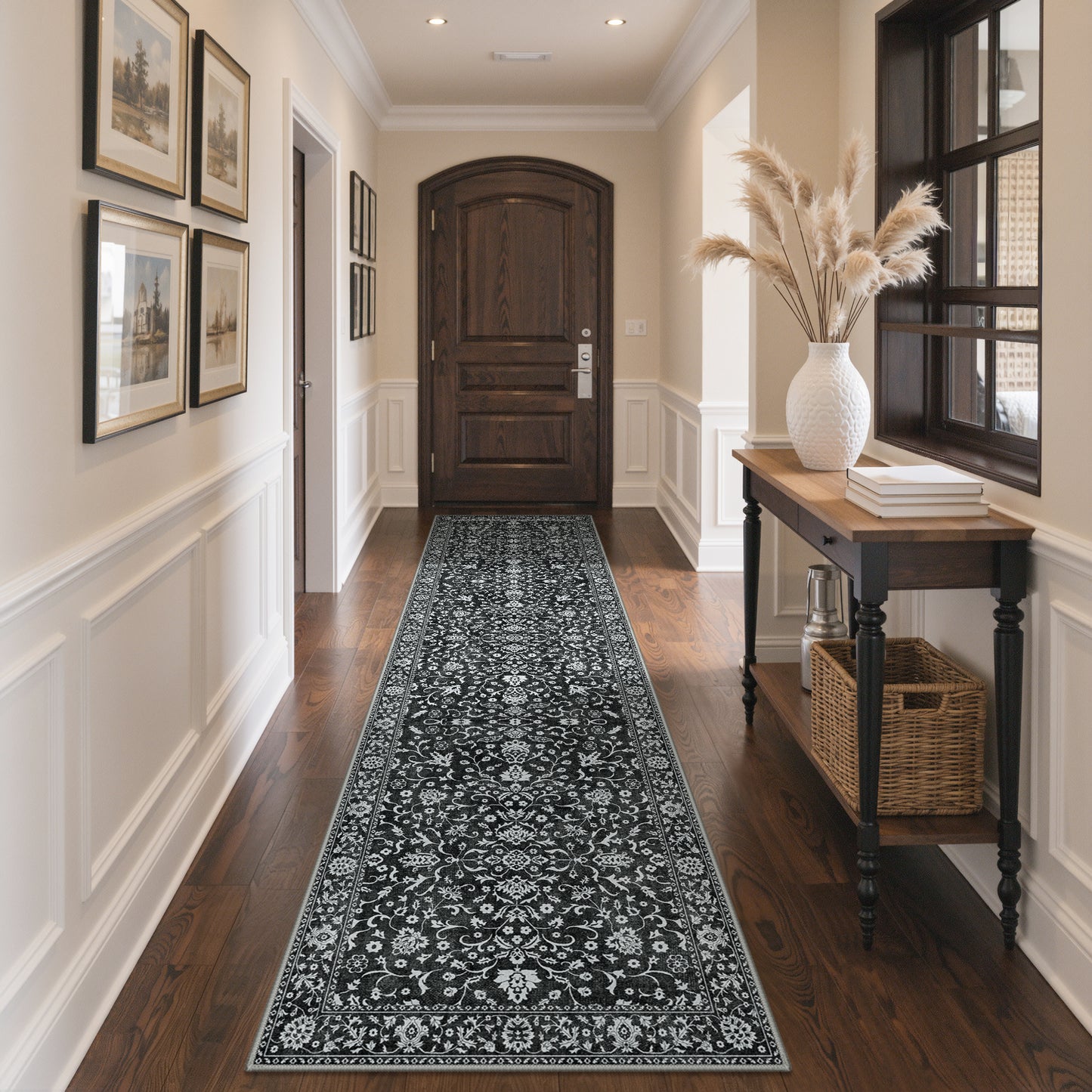 KUETH 8X10 Vintage Area Rugs Machine Washable Rugs for Living Room, Non Slip Flat Pile Rug with Rubber Backing, Boho Rug for Entryway Bedroom Dining Room Home Office