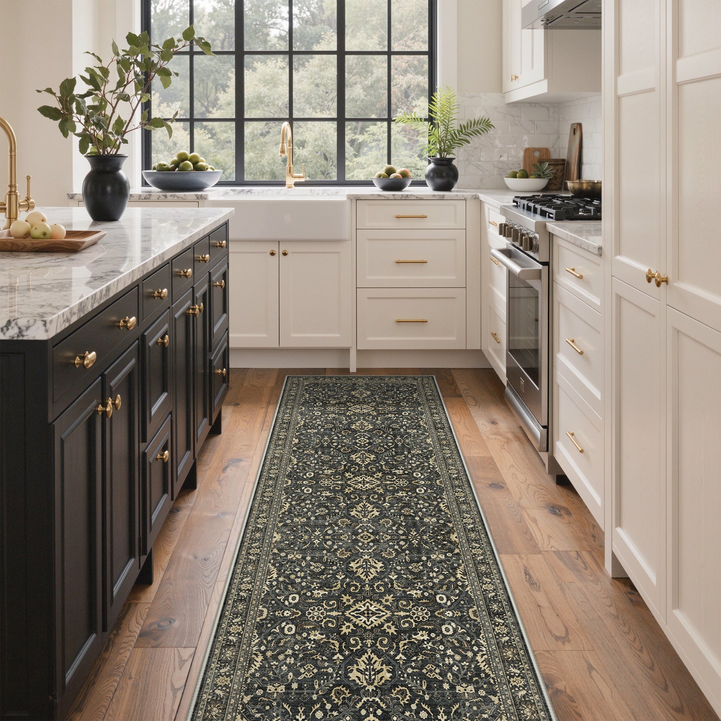 KUETH Modern 8x10 Area Rugs for Living Room, Non Slip Machine Washable Retro Rugs, Low Pile Chenille Print Rug for Bedroom, Dining Room, Home Office