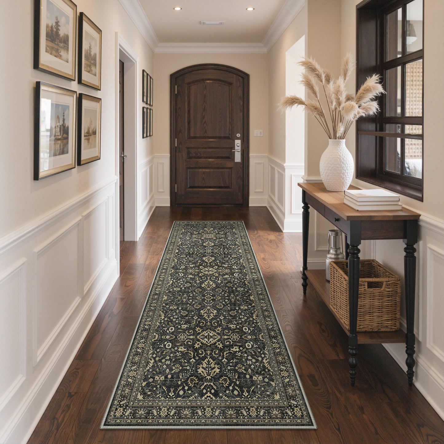KUETH Modern 8x10 Area Rugs for Living Room, Non Slip Machine Washable Retro Rugs, Low Pile Chenille Print Rug for Bedroom, Dining Room, Home Office