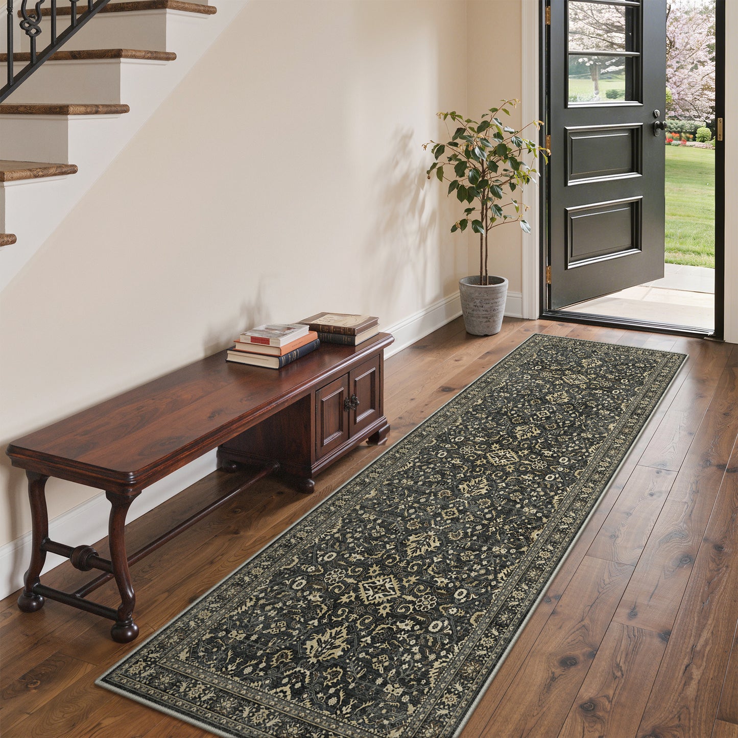 KUETH Modern 8x10 Area Rugs for Living Room, Non Slip Machine Washable Retro Rugs, Low Pile Chenille Print Rug for Bedroom, Dining Room, Home Office