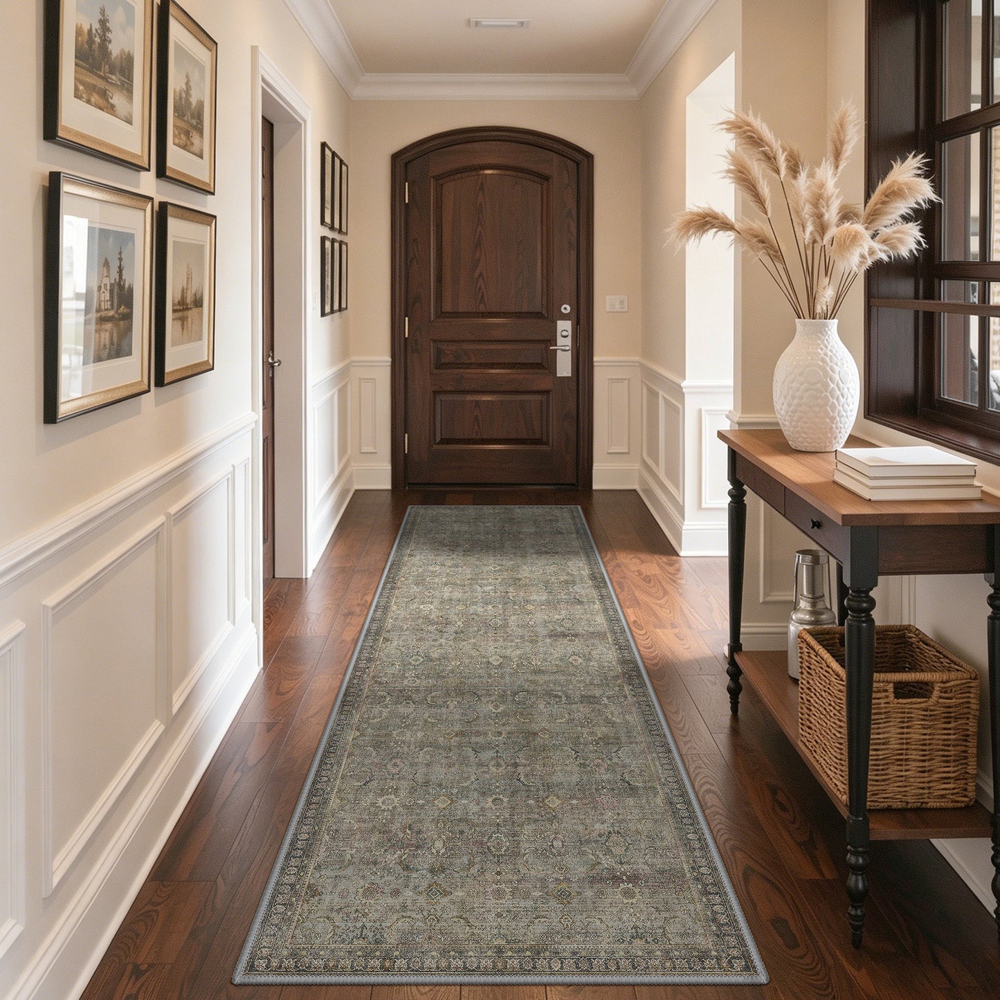 KUETH Modern 8x10 Area Rugs for Living Room, Non Slip Machine Washable Retro Rugs, Low Pile Chenille Print Rug for Bedroom, Dining Room, Home Office