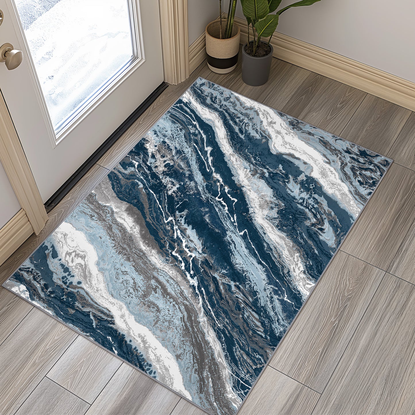 KUETH Area Rugs for Bedroom 5x7 Abstract Machine Washable Vintage Rugs Distressed Modern Print Throw Rug for Living Room Aesthetic, Non Slip Carpet with Gripper