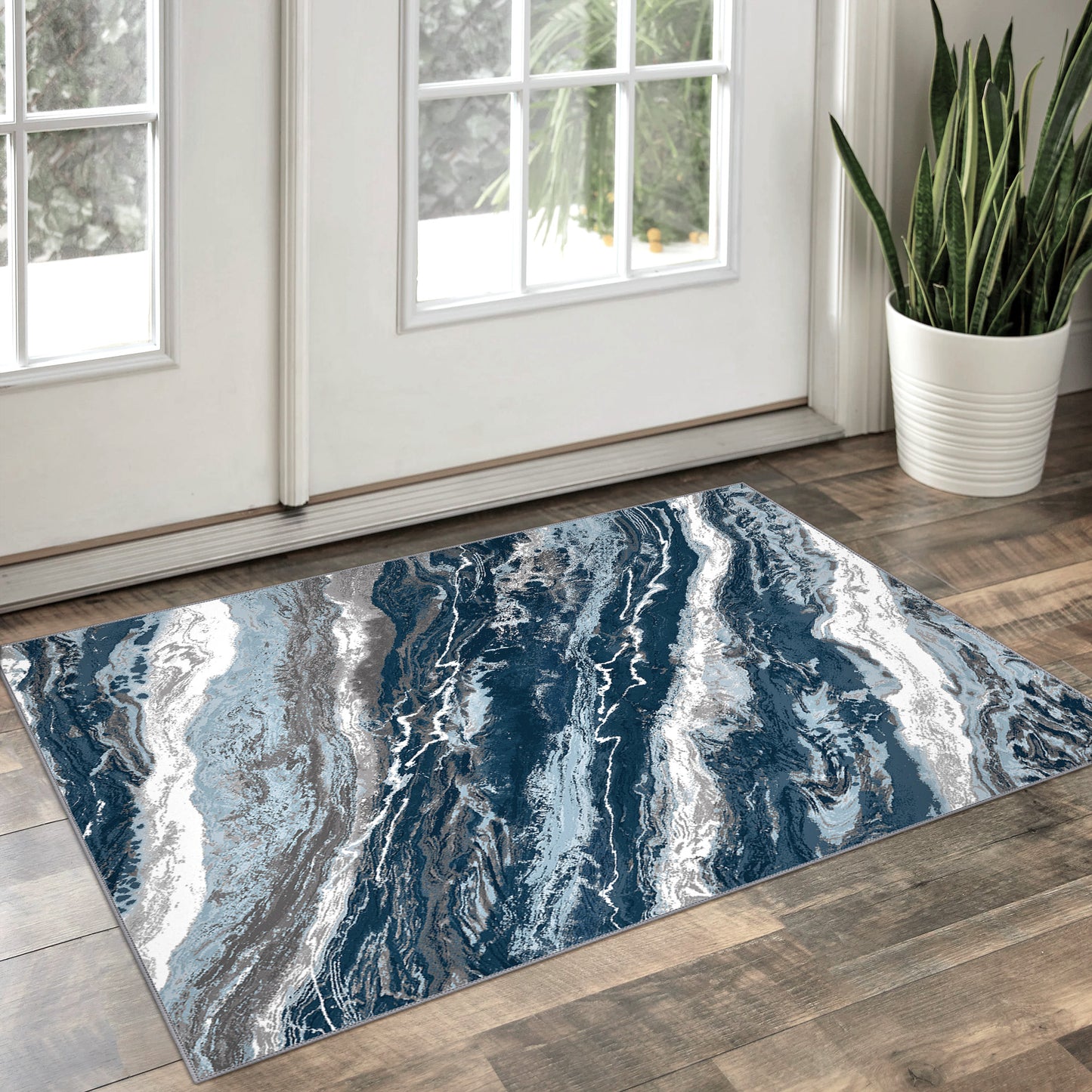 KUETH Area Rugs for Bedroom 5x7 Abstract Machine Washable Vintage Rugs Distressed Modern Print Throw Rug for Living Room Aesthetic, Non Slip Carpet with Gripper