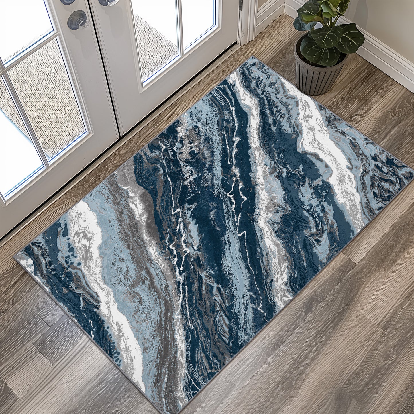 KUETH Area Rugs for Bedroom 5x7 Abstract Machine Washable Vintage Rugs Distressed Modern Print Throw Rug for Living Room Aesthetic, Non Slip Carpet with Gripper