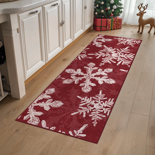 KUETH Christmas Runner Rugs 2x5 Machine Washable Non Slip Red Rugs for Kitchen,doorways and Hallway Decor