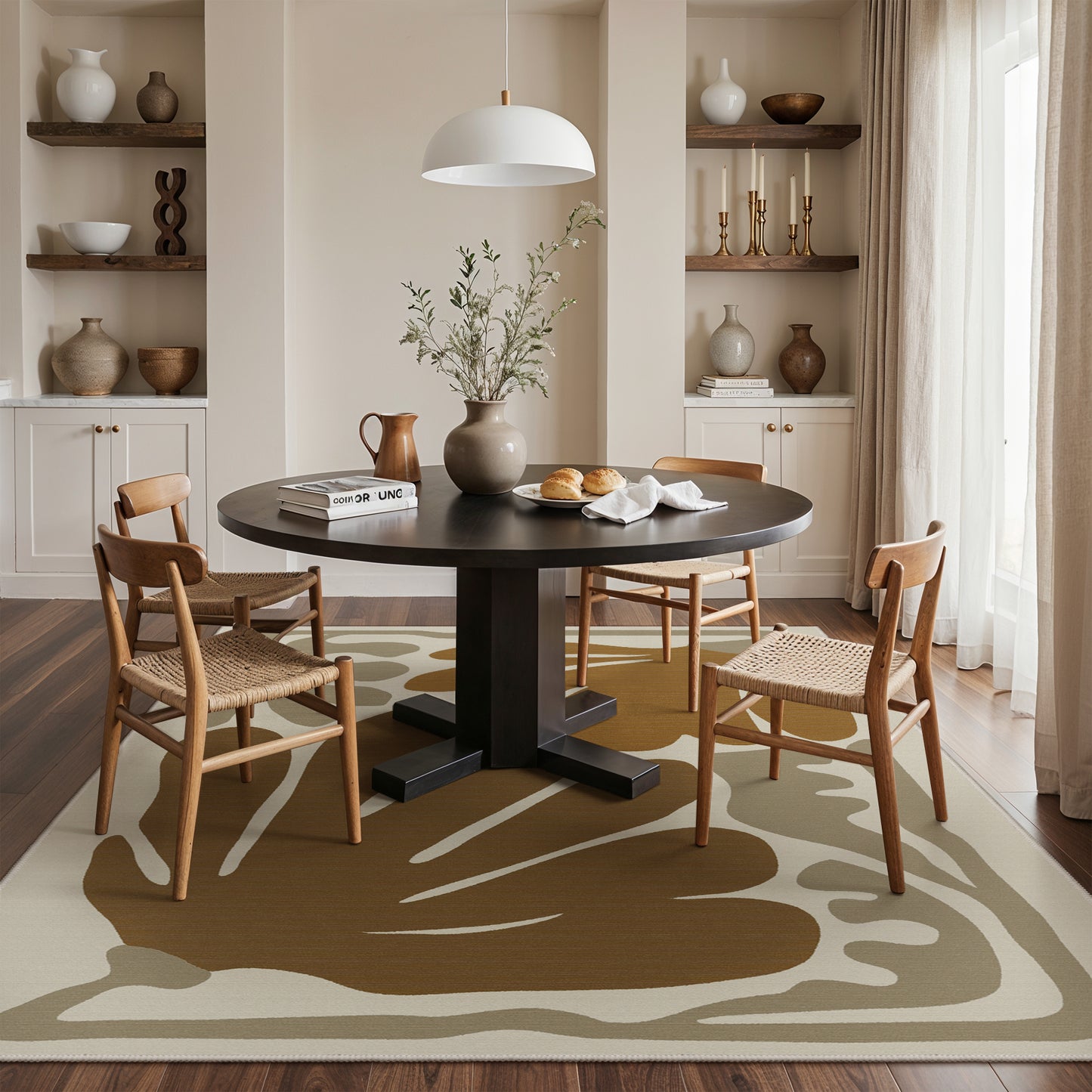 KUETH 3X5 Area Rugs Machine Washable Rugs for Living Room, Non Slip Throw Rug with Rubber Backing, Brown Rug for Entryway、Bedroom、Kitchen、Floor and Dining Room