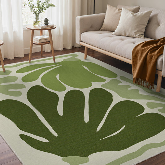 KUETH 3X5 Area Rugs Machine Washable Rugs for Living Room, Non Slip Throw Rug with Rubber Backing, Green Rug for Entryway、Bedroom、Kitchen、Floor and Dining Room