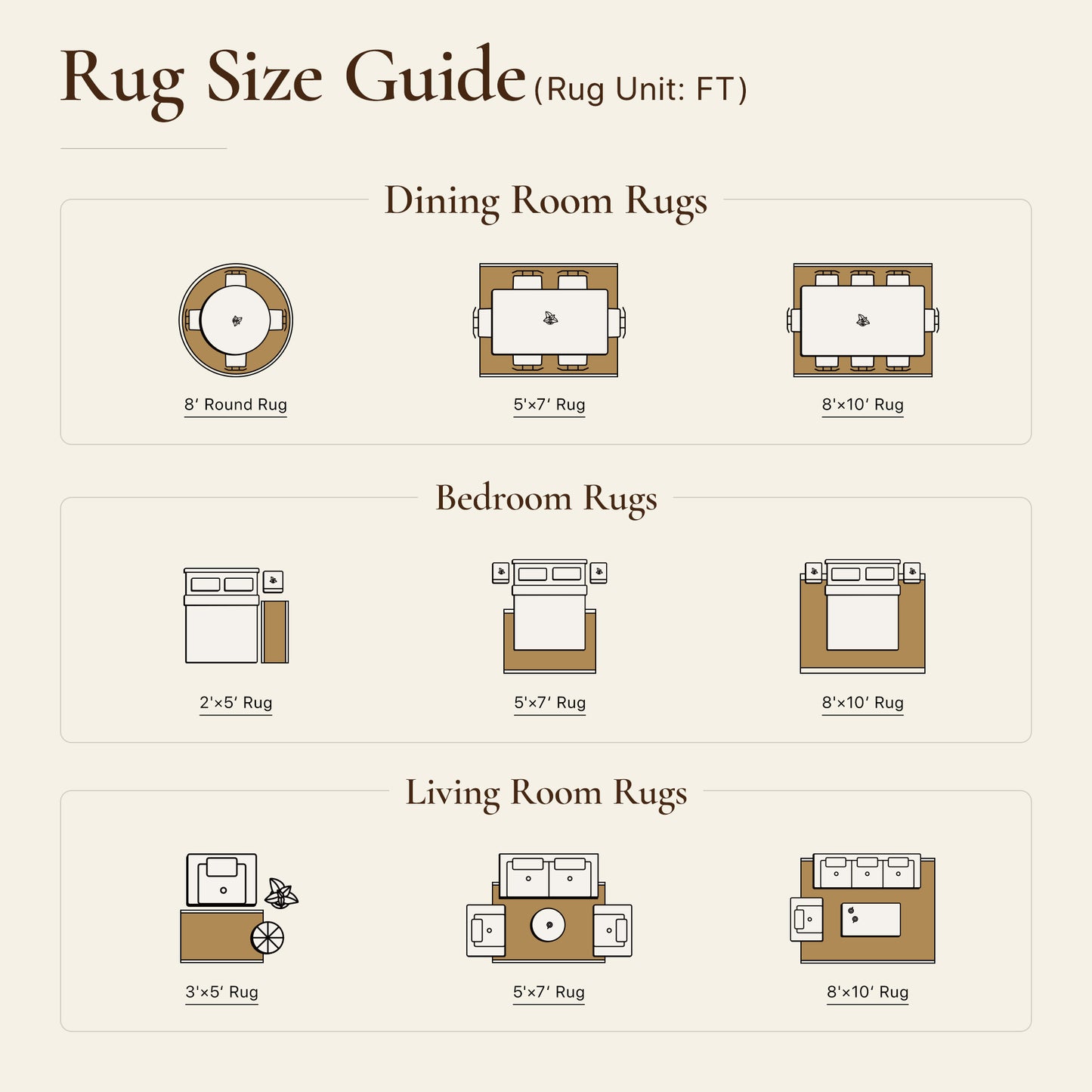 KUETH Modern 8x10 Area Rugs for Living Room, Non Slip Machine Washable Retro Rugs, Low Pile Chenille Print Rug for Bedroom, Dining Room, Home Office