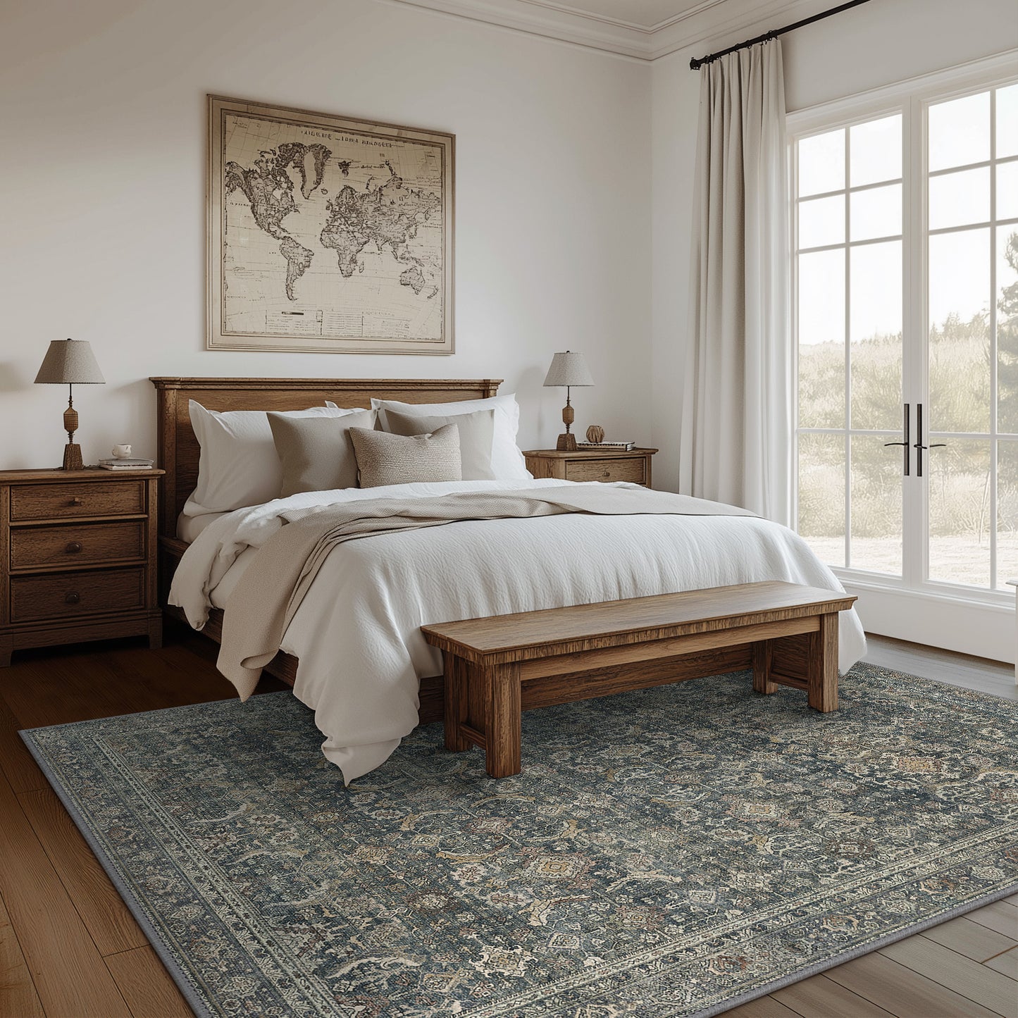 KUETH 5x7 Area Rugs for Living Room Bedroom, Machine Washable Stain Resistant Non-Shed Carpet,, Low Pile Mat with Non Slip Backing