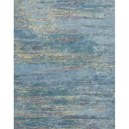 KUETH 5x7 Area Rug Blue Abstract Area Rug, Machine Washable Vintage Distressed Throw Rug with Non-Slip Gripper, Modern Aesthetic Carpet for Bedroom Living Room