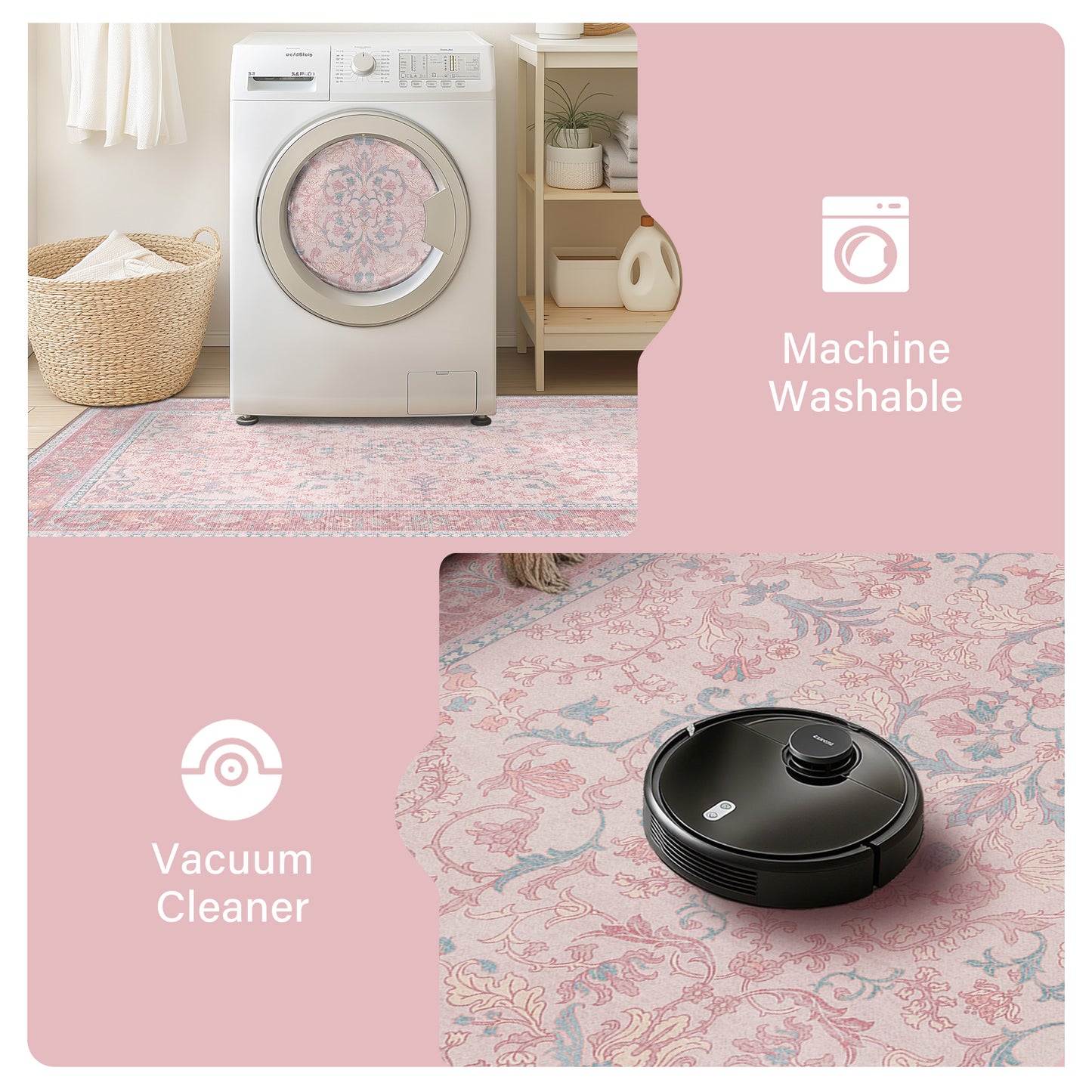 KUETH 5X7 Area Rugs Machine Washable Rugs for Living Room, Non Slip Throw Rug with Rubber Backing, Rug for Entryway、Bedroom、Kitchen、Floor and Dining Room