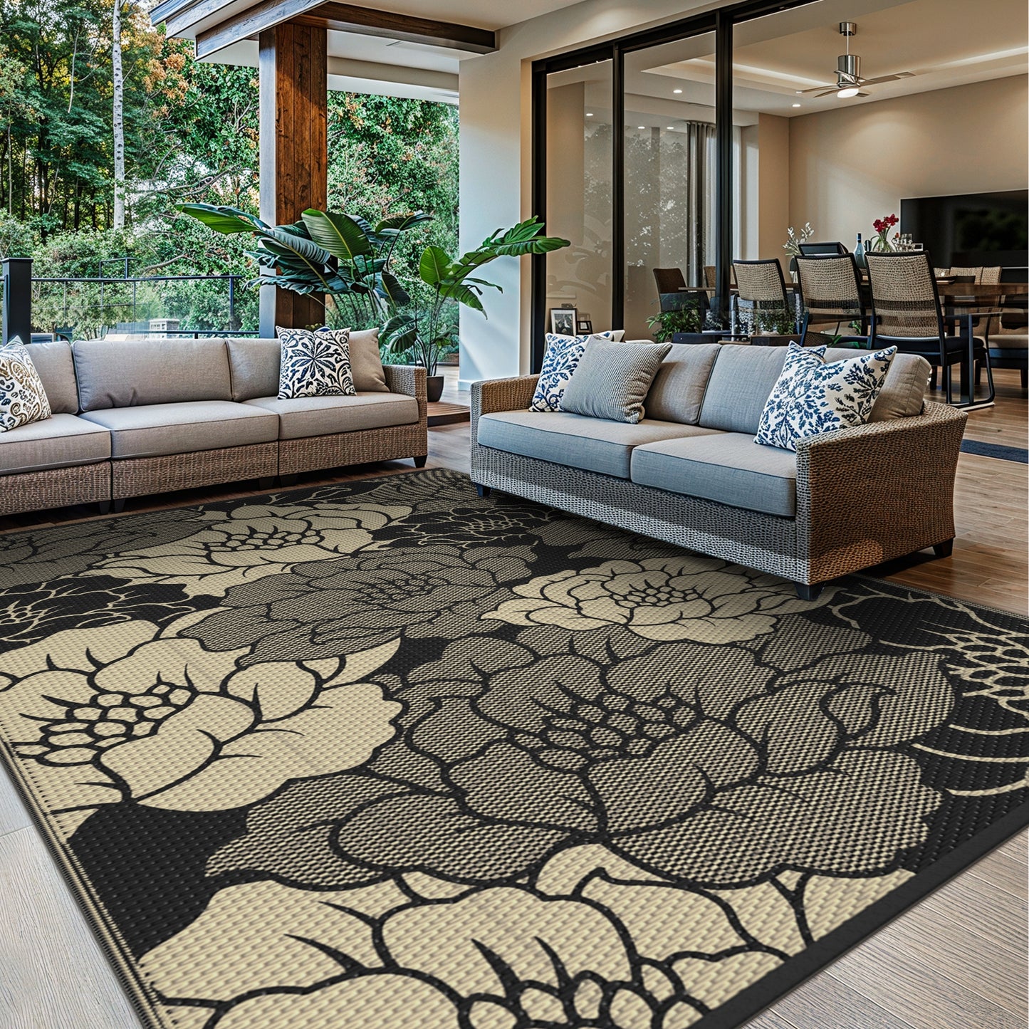 https://www.walmart.com/ip/KUETH-8-x-10-Outdoor-Rug-Plastic-Waterproof-Outside-Foldable-Flower-Mat-UV-Resistant-Patio-RV-Deck-Carpet-BLACK-BEIGE/18246812550