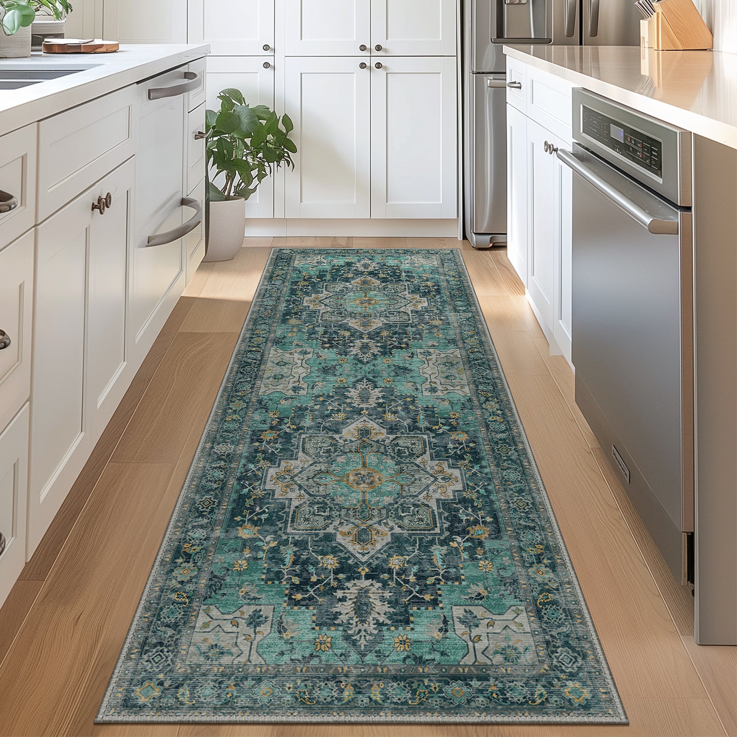 KUETH  Area Rugs for Living Room, Non Slip Machine Washable Retro Rugs, Ultra-thin Print Rug for Bedroom, Dining Room, Home Office.