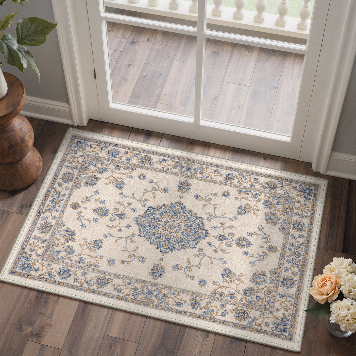 KUETH  Area Rugs Machine Washable Rugs for Living Room, Non Slip Throw Rug with Rubber Backing, Rug for Entryway、Bedroom、Kitchen、Floor and Dining Room