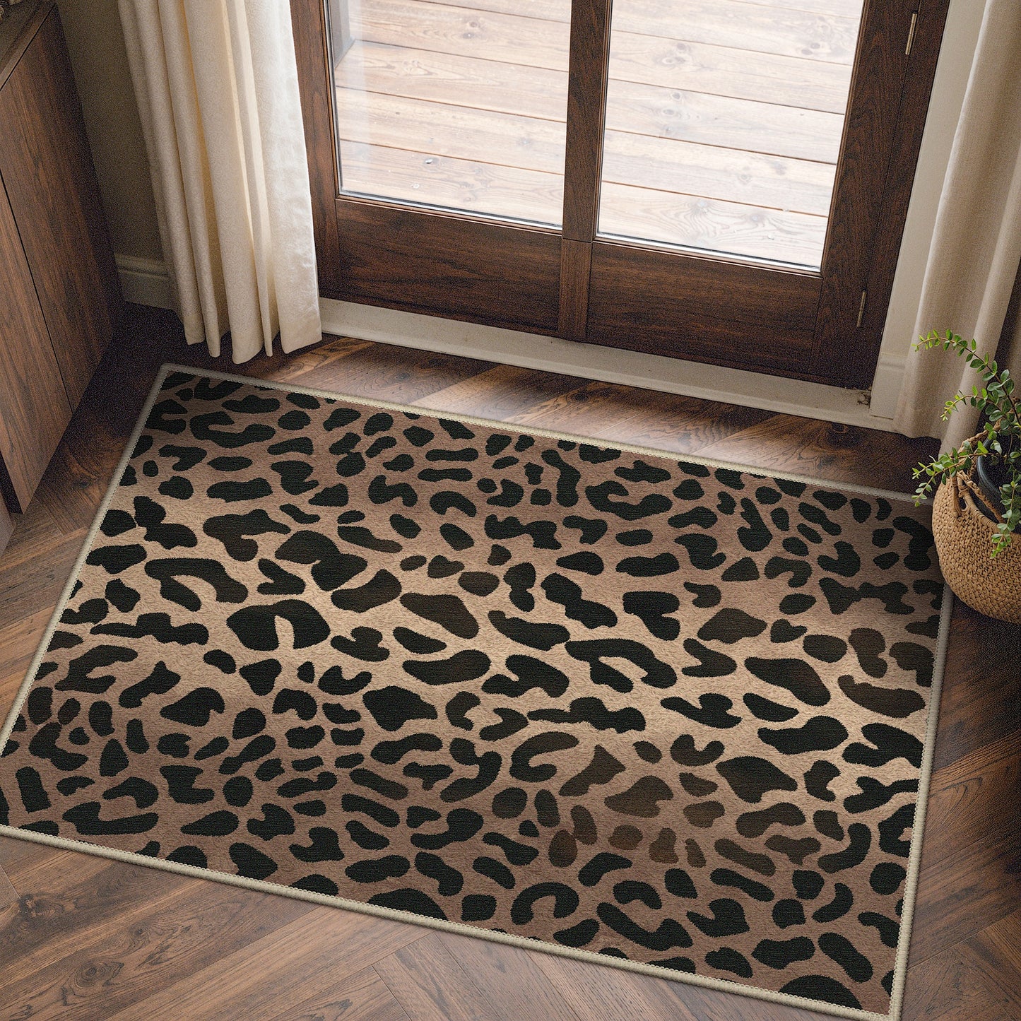 KUETH 5x7 Panthera Area Rugs Machine Washable Rugs for Living Room, Non Slip Flat Pile Rug with Rubber Backing, Modern Rug for Entryway Bedroom Dining Room Home Office