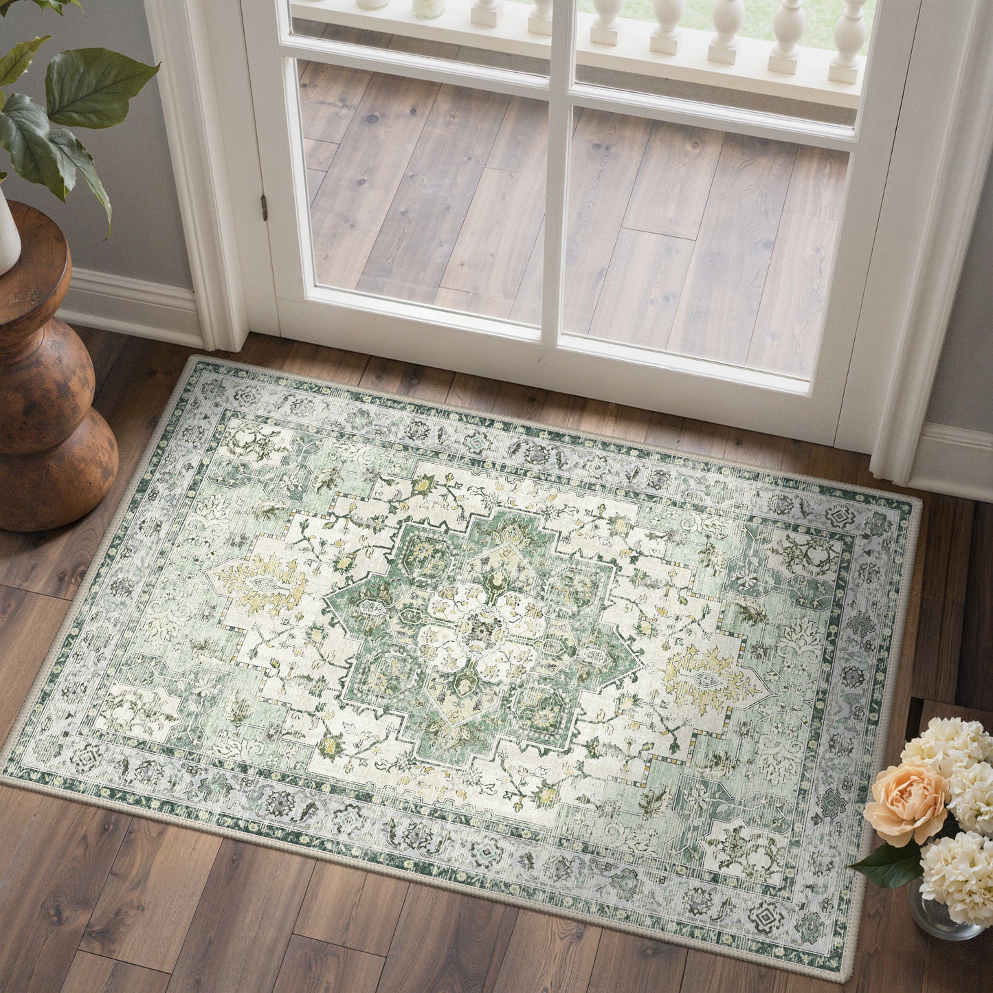 KUETH  Area Rugs Machine Washable Rugs for Living Room, Non Slip Throw Rug with Rubber Backing, Rug for Entryway、Bedroom、Kitchen、Floor and Dining Room