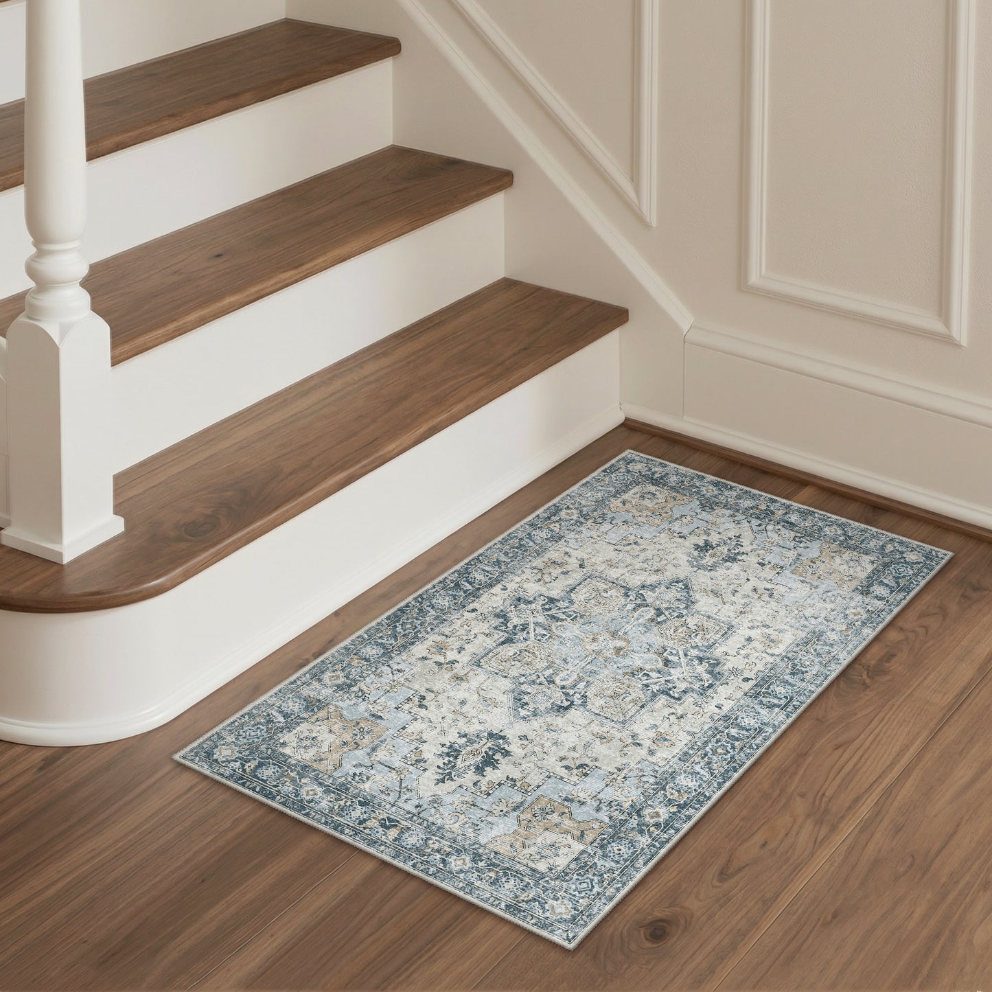 KUETH  Reversible Area Rug with Free Rug Pad, Machine Washable Rug, Dual Pattern Design Rug for Living Room, Bedroom, Entryway, Kitchen, Dining Room