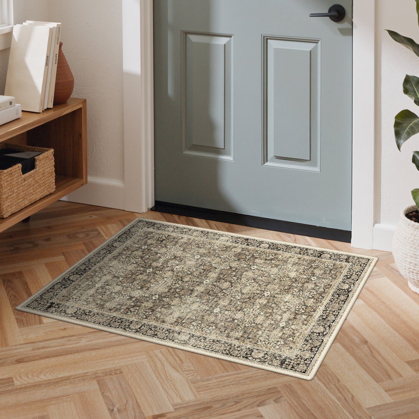 KUETH Modern 8x10 Area Rugs for Living Room, Non Slip Machine Washable Retro Rugs, Low Pile Chenille Print Rug for Bedroom, Dining Room, Home Office