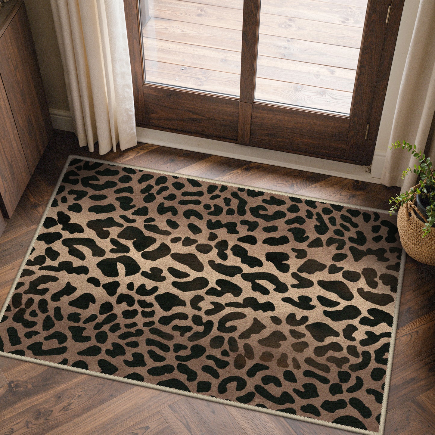 KUETH 5x7 Panthera Area Rugs Machine Washable Rugs for Living Room, Non Slip Flat Pile Rug with Rubber Backing, Modern Rug for Entryway Bedroom Dining Room Home Office