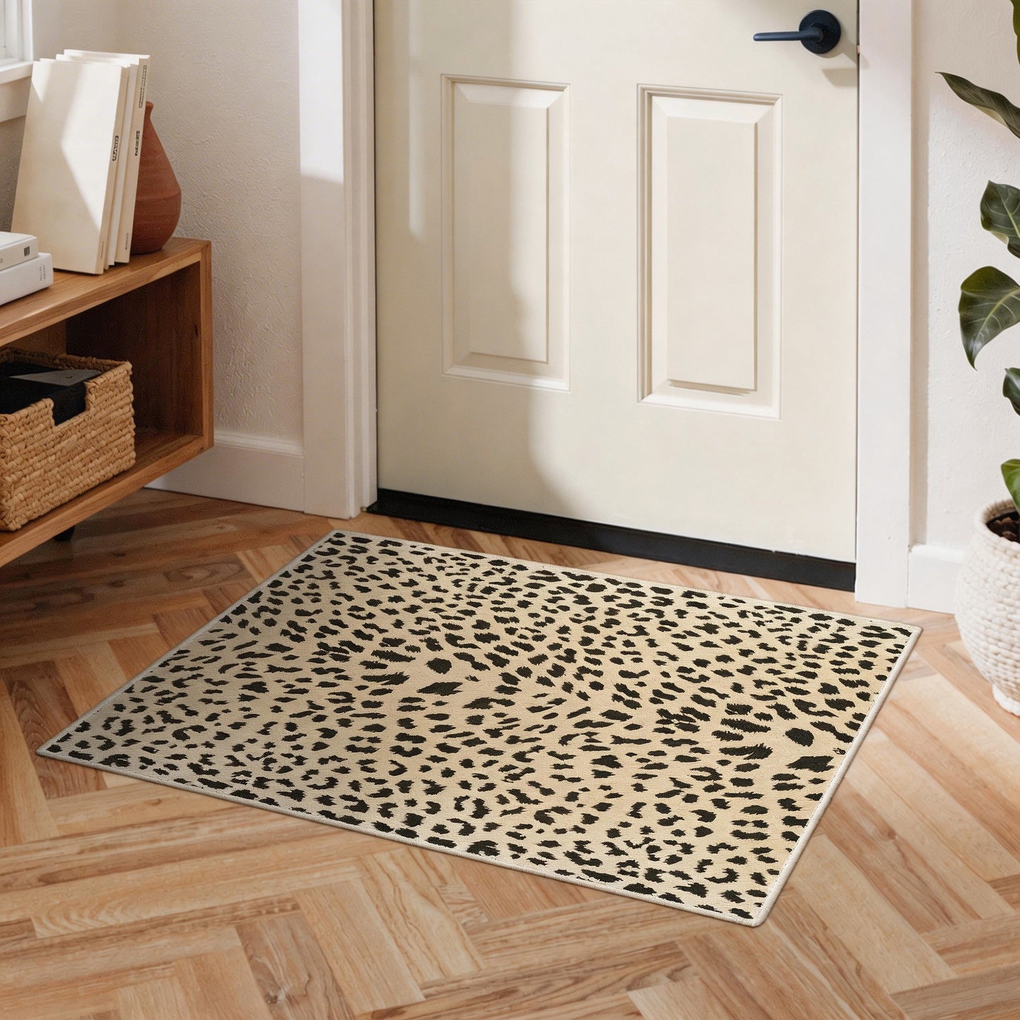 KUETH 5x7 Leopard Area Rugs Machine Washable Rugs for Living Room, Non Slip Flat Pile Rug with Rubber Backing, Modern Rug for Entryway Bedroom Dining Room Home Office