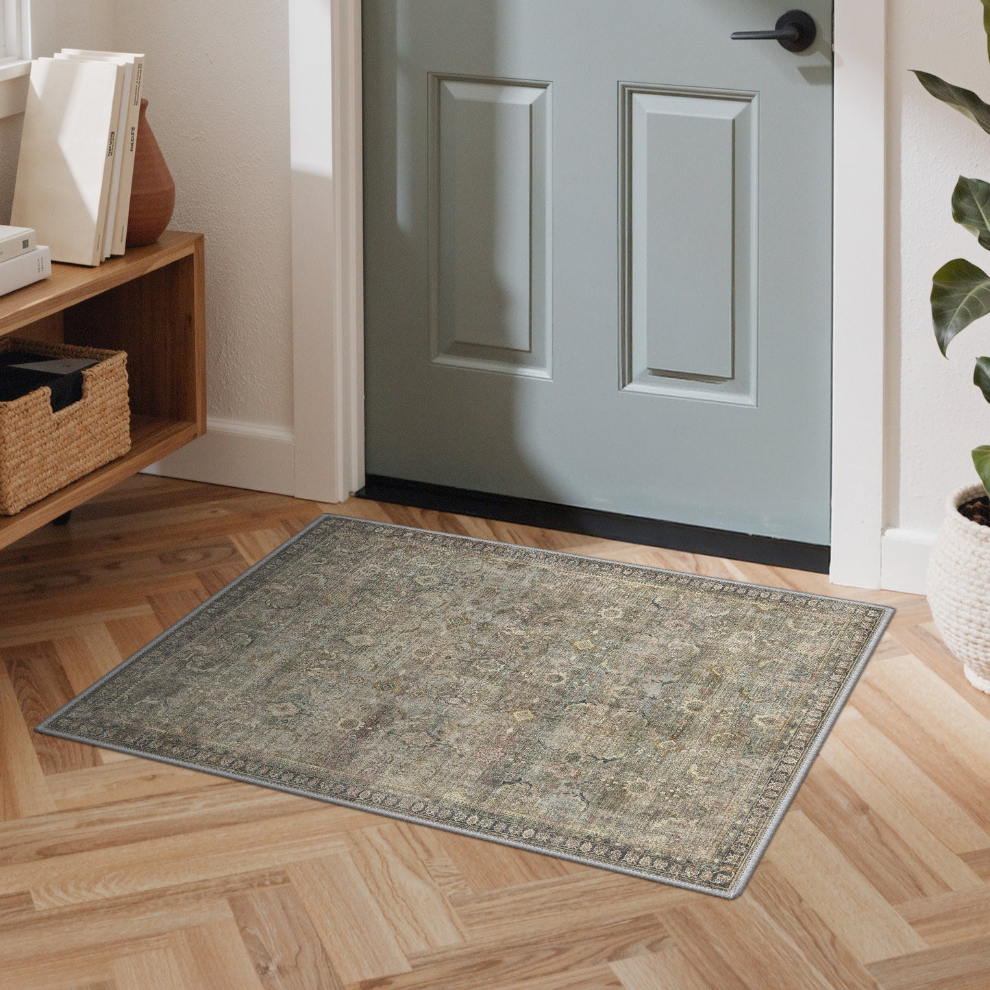 KUETH Modern 8x10 Area Rugs for Living Room, Non Slip Machine Washable Retro Rugs, Low Pile Chenille Print Rug for Bedroom, Dining Room, Home Office