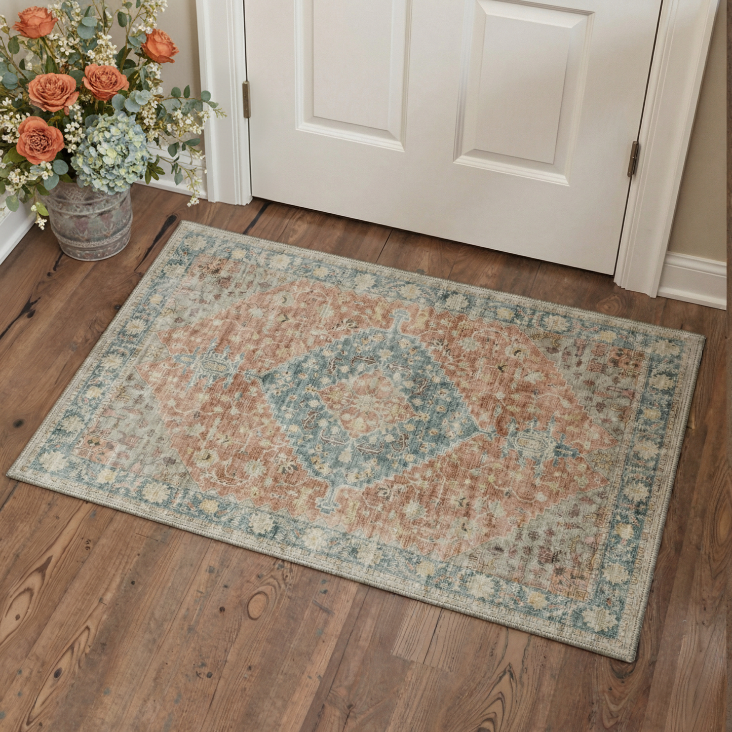 KUETH  Area Rugs Machine Washable Rugs for Living Room, Non Slip Throw Rug with Rubber Backing, Rug for Entryway、Bedroom、Kitchen、Floor and Dining Room