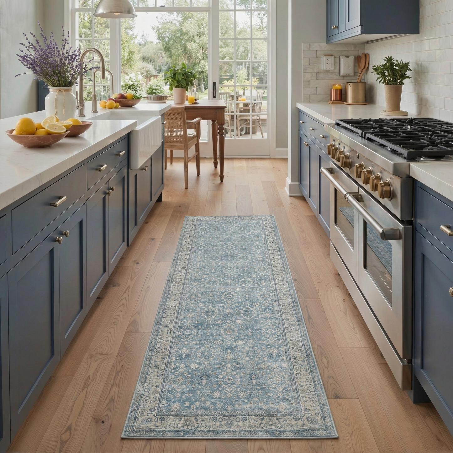 KUETH 8X10 Vintage Area Rugs Machine Washable Rugs for Living Room, Non Slip Flat Pile Rug with Rubber Backing, Boho Rug for Entryway Bedroom Dining Room Home Office