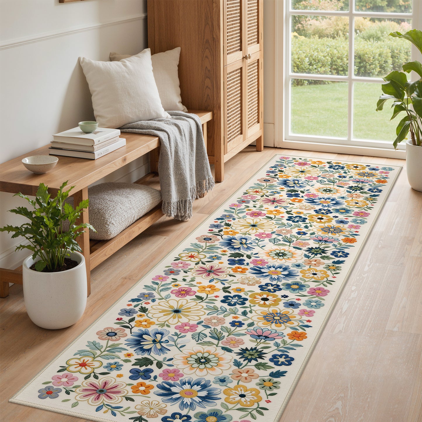 KUETH  Area Rugs Machine Washable Rugs for Living Room, Non Slip Throw Rug with Rubber Backing, Rug for Entryway、Bedroom、Kitchen、Floor and Dining Room