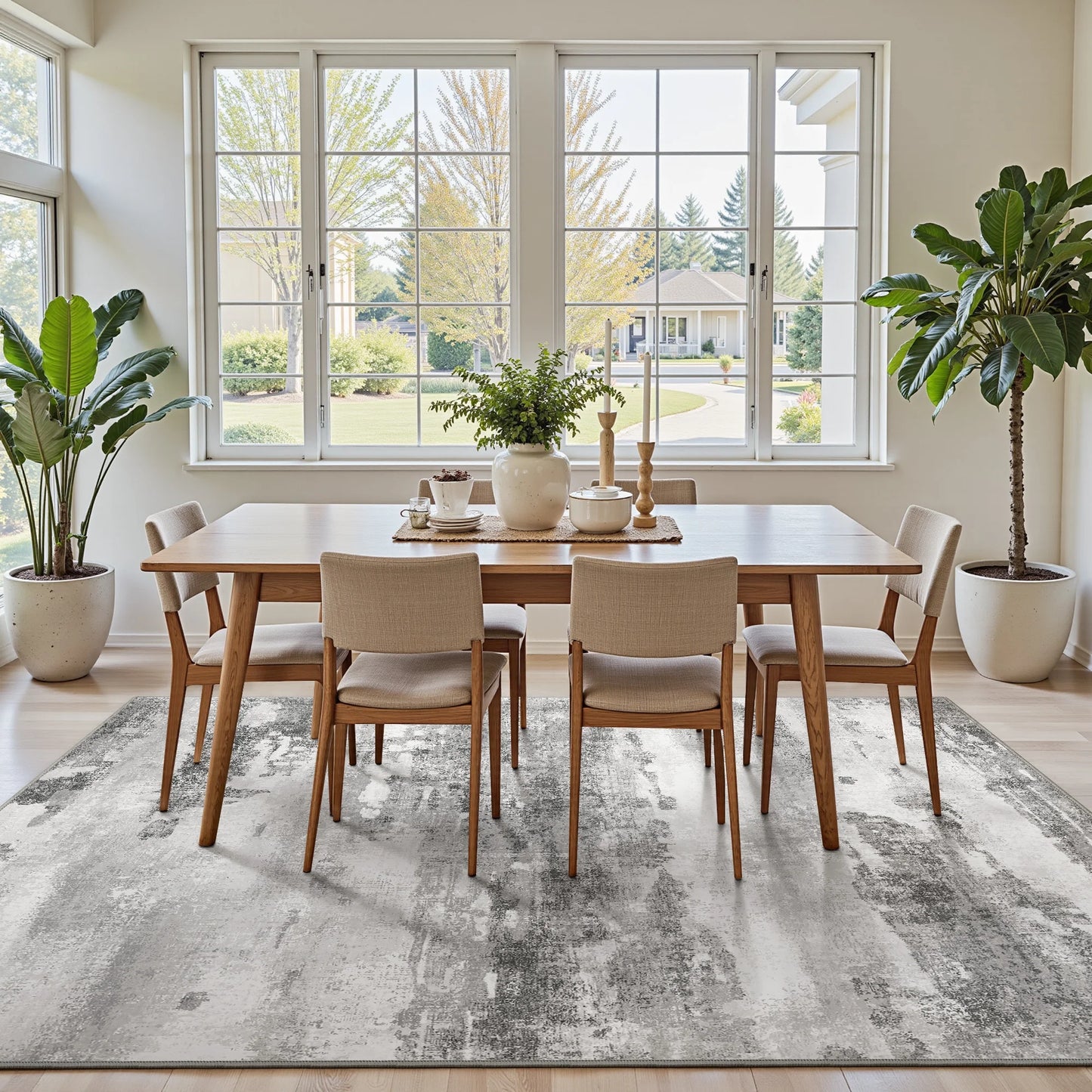 KUETH 6x9 Area Rugs for Living Room Bedroom, Machine Washable Stain Resistant Non-Shed Carpet, Low Pile Mat with Non Slip Backing