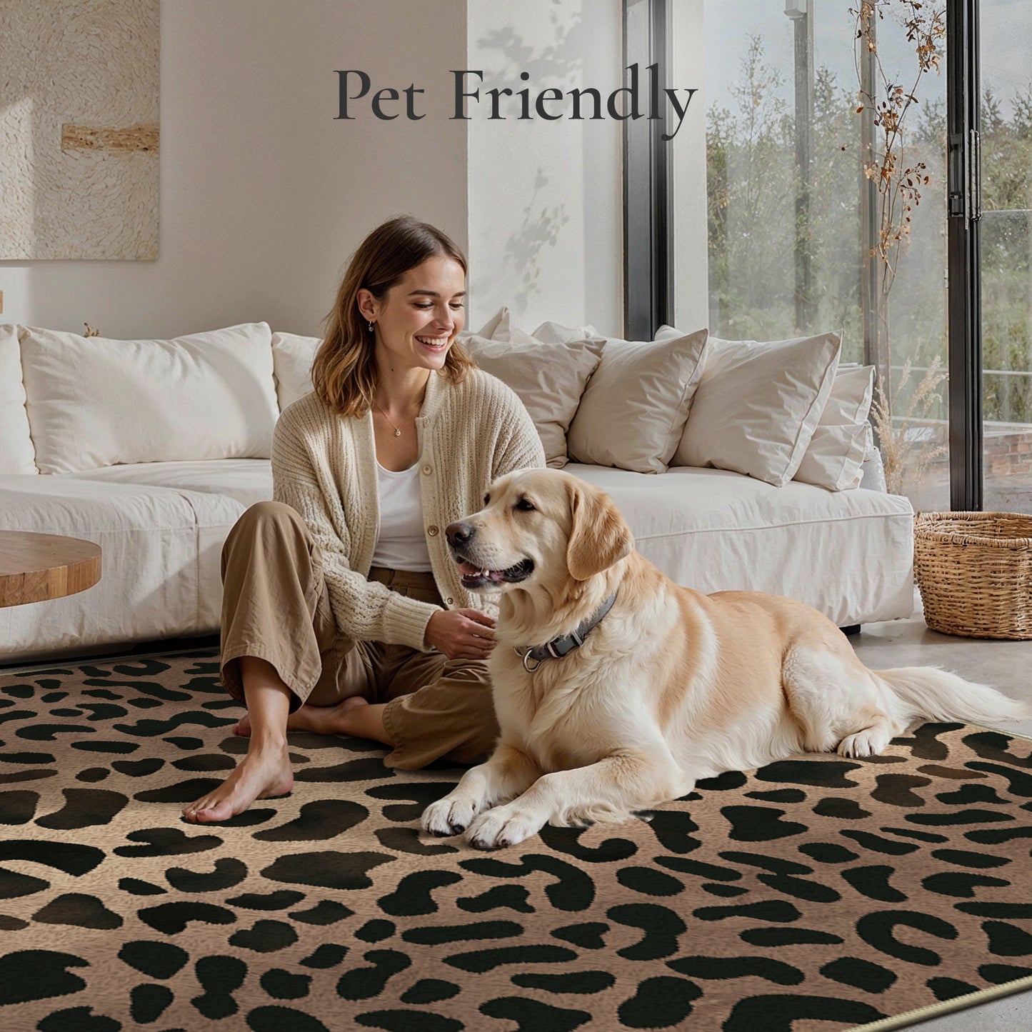 KUETH 5x7 Panthera Area Rugs Machine Washable Rugs for Living Room, Non Slip Flat Pile Rug with Rubber Backing, Modern Rug for Entryway Bedroom Dining Room Home Office