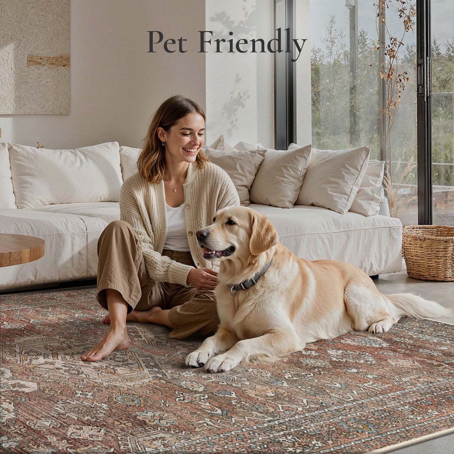 KUETH  Area Rugs Machine Washable Rugs for Living Room, Non Slip Throw Rug with Rubber Backing, Rug for Entryway、Bedroom、Kitchen、Floor and Dining Room
