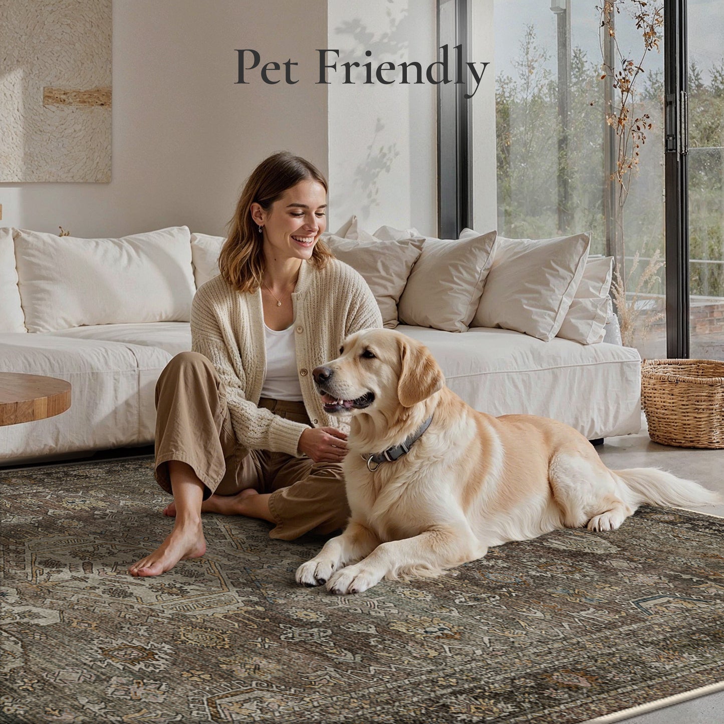 KUETH  Area Rugs Machine Washable Rugs for Living Room, Non Slip Throw Rug with Rubber Backing, Rug for Entryway、Bedroom、Kitchen、Floor and Dining Room